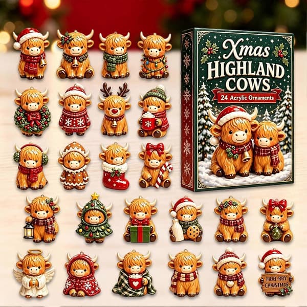 Højlandskvæg Julekalender – 24 Minifigurer – til elskere af bondegårds-køer