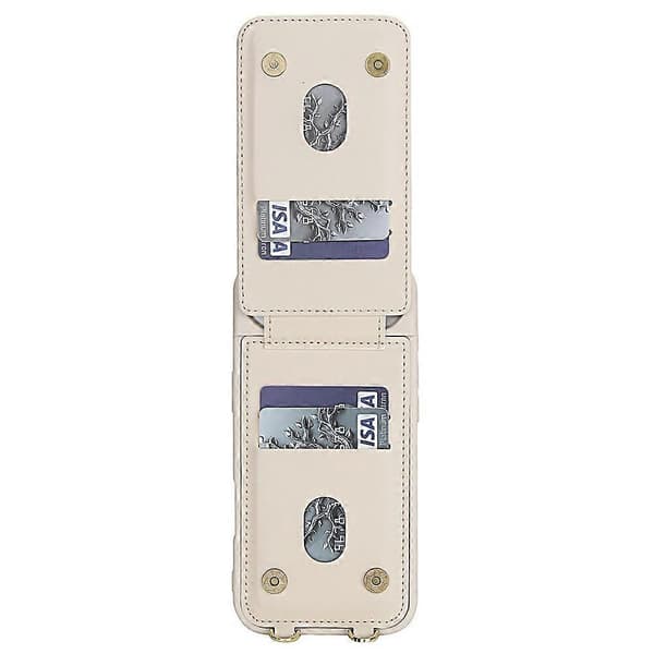 Compatible for iPhone 17 Air Case Stand Card Slots Leather Coated TPU Cover with Shoulder Strap