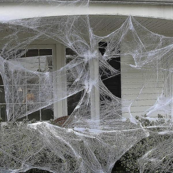 Skummel Edderkopp Halloween-dekorasjon Spindelvev med 30 Edderkopper