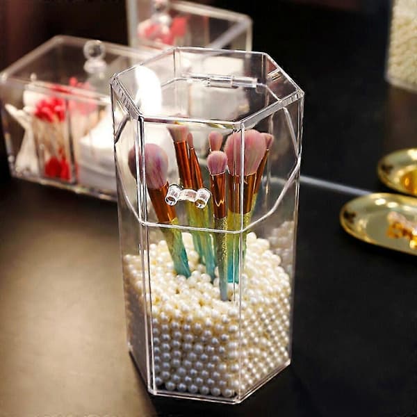 Gennemsigtig Makeupbørste Opbevaringsboks Plast Makeup Kosmetisk Organizer Børsteboks