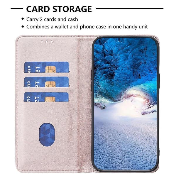 BINFEN COLOR BF18 Til iPhone 16 Pro Etui Kortpladser PU Læder Telefoncover - Rosaguld