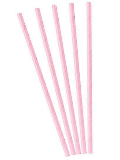 10 sugerør i lys rosa papp 19,5 cm