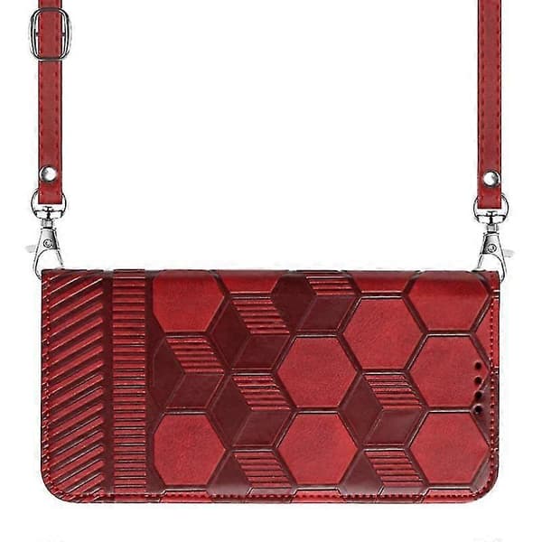 Til Iphone 13 Pro Max Crossbody Fodboldtekstur Magnetisk Pu Telefoncover (rød)