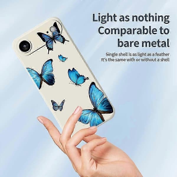 Til iPhone 17 Air-deksel med blå sommerfugler-mønster, rett kant TPU-telefonbakdeksel