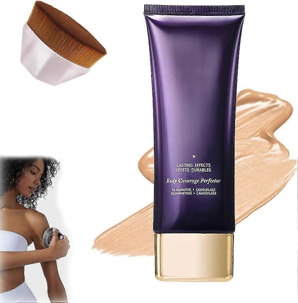 Heltäckande hudperfektionerare och borste, långvarig kroppstäckande perfektionerare, ben- och kroppsmakeup tatueringstäckande makeupkräm