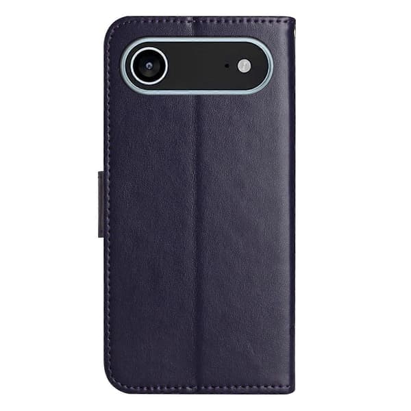 Til iPhone 17 Air Etui Pung Stativ Præget Sommerfugl Blomst PU Læder Telefoncover - Mørkeblå