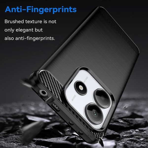 Kolfiberborstad TPU-telefonfodral för Redmi Note 14 5G (Svart)