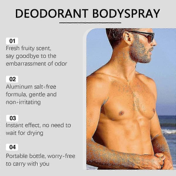 1 stk. Deodorant Bodyspray, Sunset Fresh Mango Duft til Mænd, 48 timers langvarig aluminiumsfri