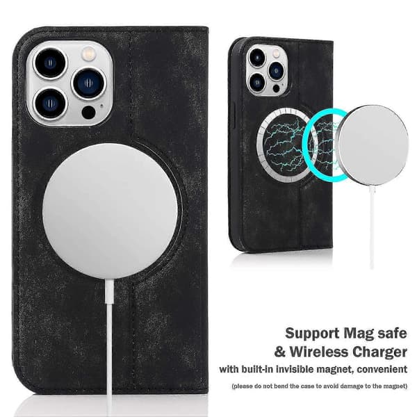 Magsafe magnetisk plånboksfodral kompatibel iPhone 13 Pro Max / 13 Pro / 13, med RFID-blockerande skyddsstativ