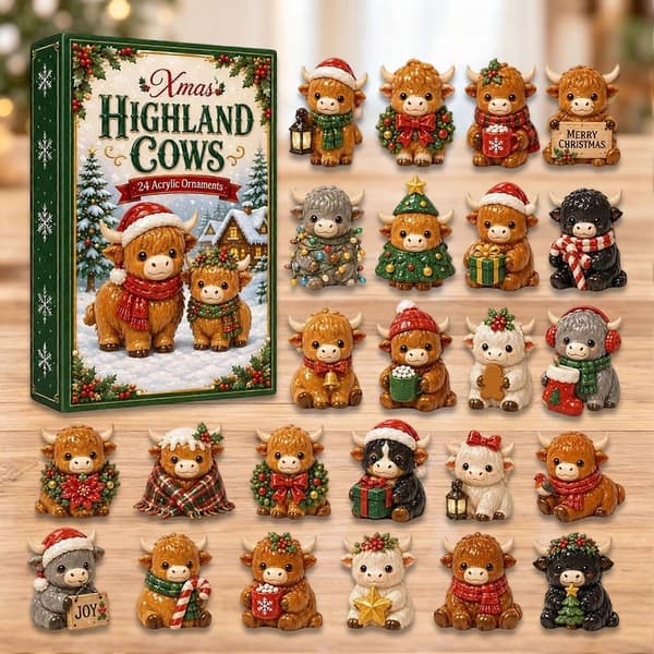 Jule-adventskalender med høylandsfe - 24 3D-samlefigurer
