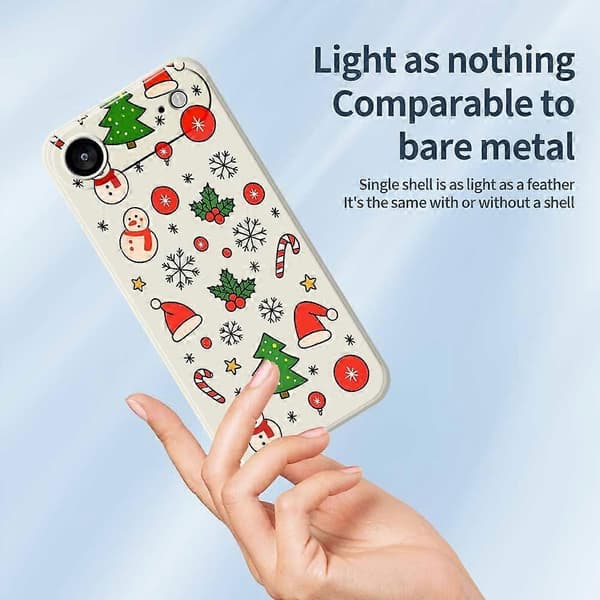 Til iPhone 17 Air-deksel med juleelementer, mønstertrykk, rett kant, TPU-telefonbakdeksel