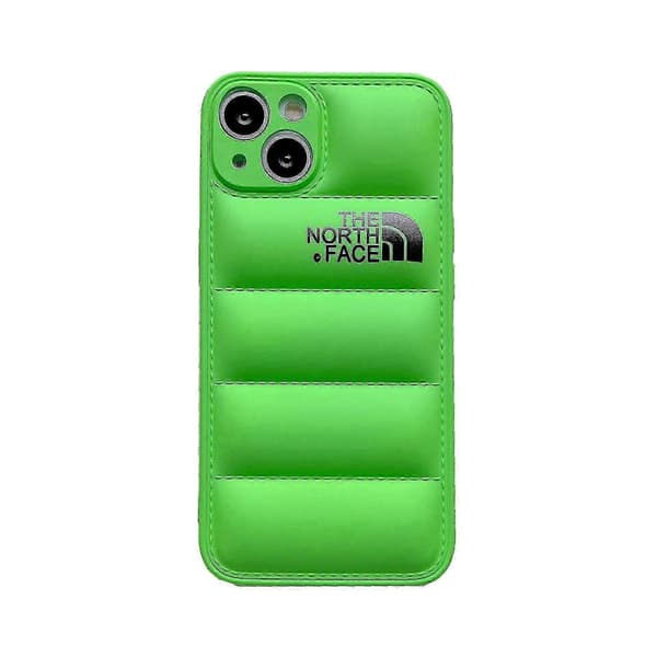 Vinter dunjakke 3d Puffer Myk Tøy Telefondeksel til Apple Iphone 11/12/13 Bakside