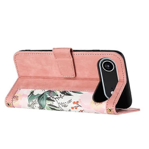 Kompatibel til iPhone 17 Air Case PU Læder Blomstret Telefoncover Med Kortpladser