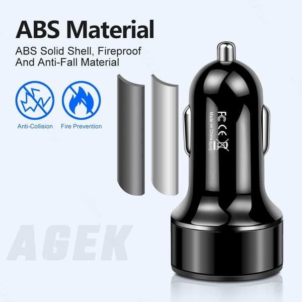 Billader USB C Billaderadapter, 4-porters USB Billader med Spenningsdisplay PD 3.0 og QC 3.0 Billader USB-adapter Hurtiglading