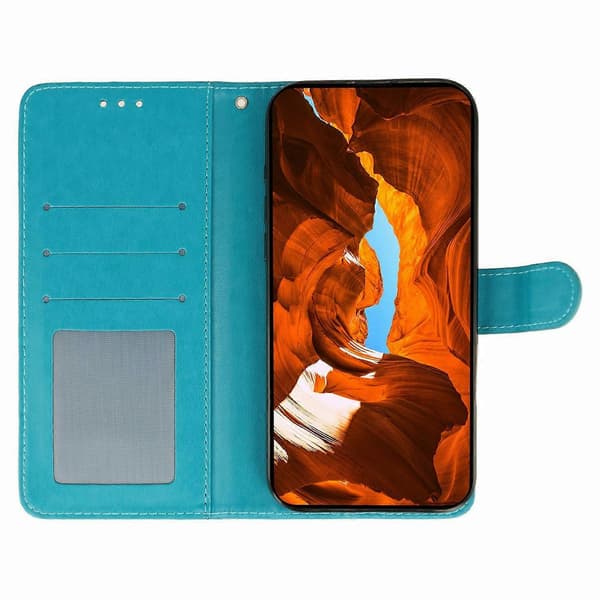 Til iPhone 17 Air Etui Pung Stativ Præget Rose Sommerfugl PU Læder Telefoncover