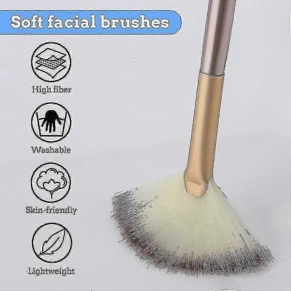 5-delt vifte makeupbørste til foundation, maske og blush påføring