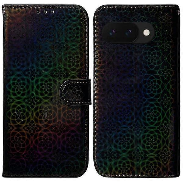 Til Google Pixel 9a Stand Etui Dazzling Flower Læder Telefoncover (Sort)