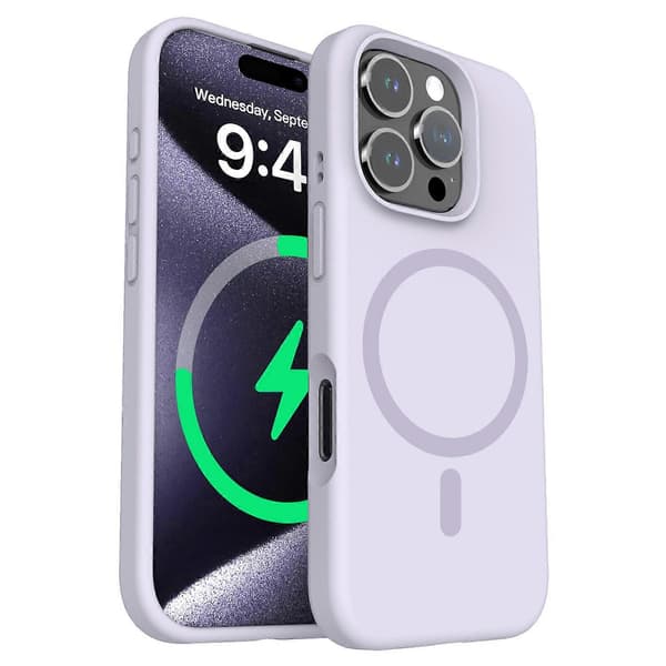 Magnetiskt skal för iPhone 16 Pro med mikrofiberfoder PC Flytande Silikon Telefonskal (Lila, Lila)