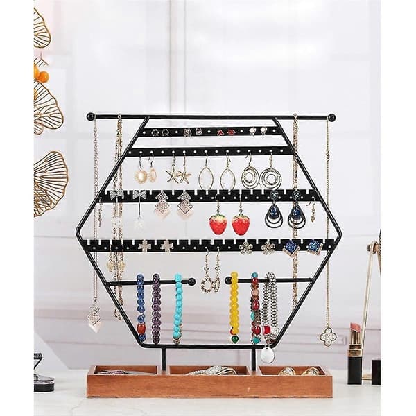 High-End Version Hexagonal Smyckesställ Smyckesförvaring Smyckesdisplay Örhängesförvaring