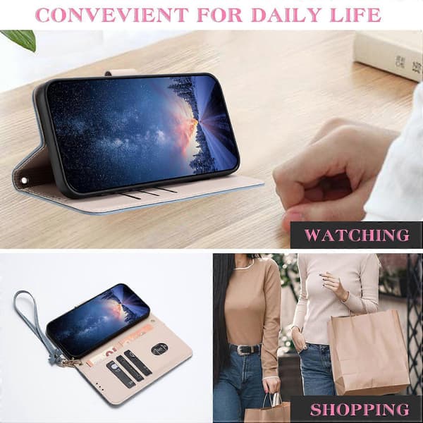 Til iPhone 17 Air Etui Sløjfe Dekor Pung Læder Telefoncover med Håndledsrem