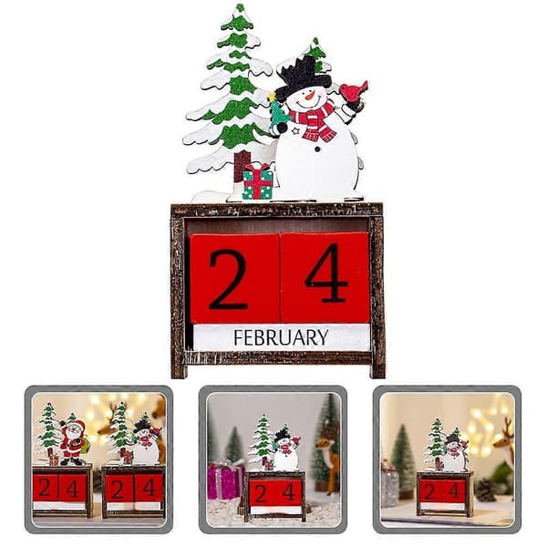 Snømann tre-julekalender til dekorasjon 4-pakning bordkalender