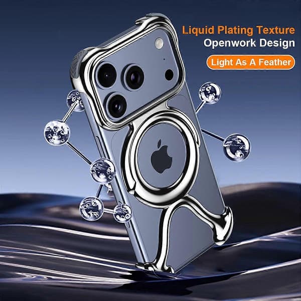 För iPhone 17 Pro Max Bumperfodral Hårt PC Magnetiskt Telefonfodral Ihålig Värmeavledning