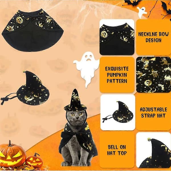 Kæledyr Halloween Troldmandskappe Sæt Kæledyrshund