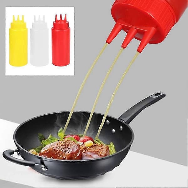3 st 3-håls klämflaskor för kryddor med lock för salladsdressingar, såser och ketchup