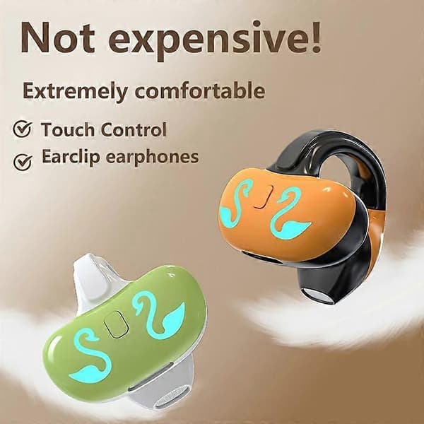 Mini trådløse ørepropper med klips, lette in-ear hodetelefoner for sport, trening, soving