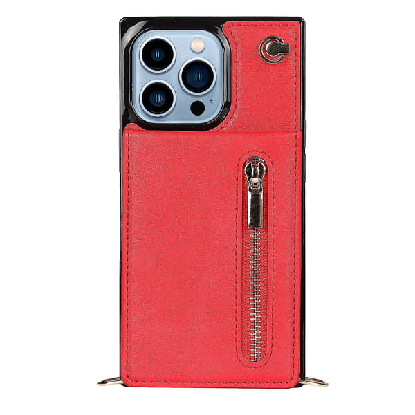Cross-body lynlås telefoncover til iPhone 13 Pro Max rød