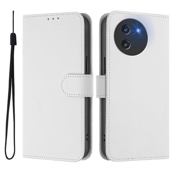 Hudfølelse ensfarvet lædertelefonetui med snor (til Doogee Note 59 / Note 59 Pro)
