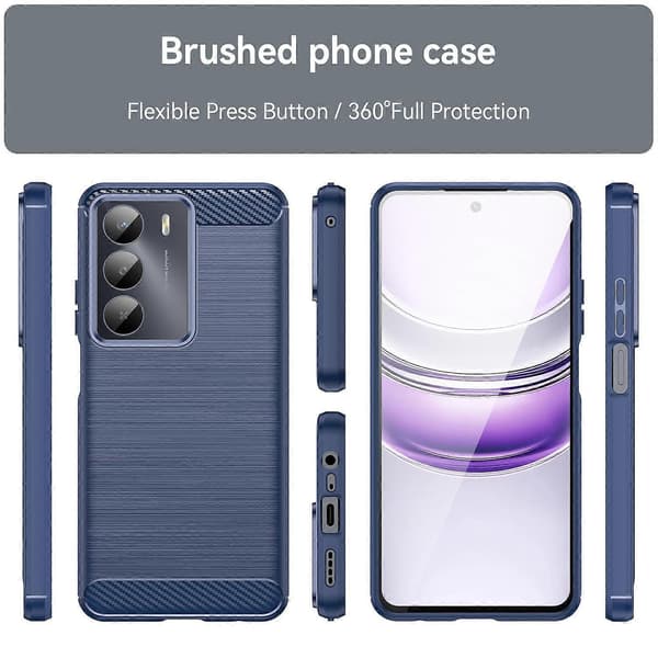 Kolfiberborstad textur TPU-telefonfodral (Blå, för Realme V70)