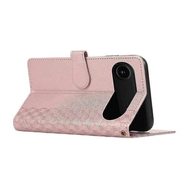 For iPhone 17 Air-deksel 3D rombe-gitter preget lommebok-telefondeksel med snor