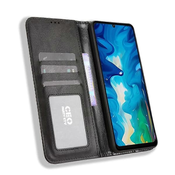 Magnetisk spænde retro tekstur læder telefoncover (sort, til Doogee Note 59 / Note 59 Pro)