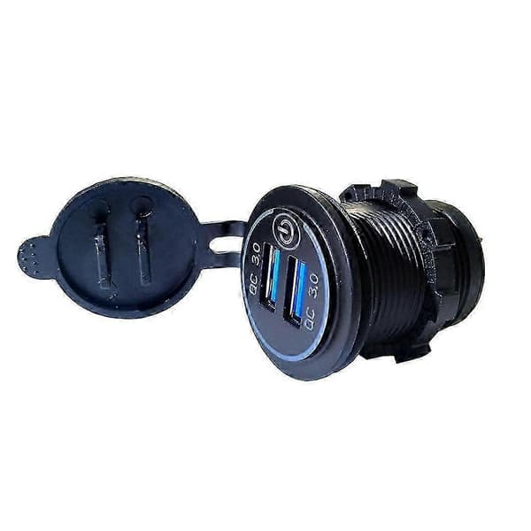 12v/ 24v Dual Usb Qc 3.0 Led Fast Charger Touch Switch til bilbåd motorcykel