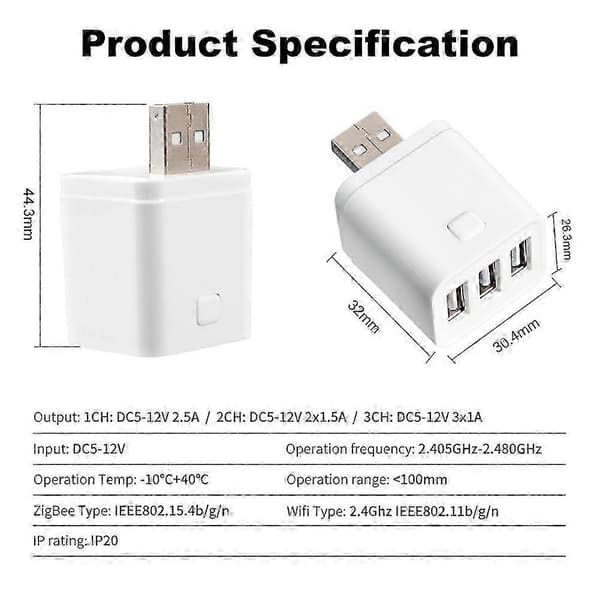 Tuya Smart WiFi USB-adapterbryter 5V Mini USB-strømadapter Smart Life-kontroll for Alexa Google Yandex Alice 1USB