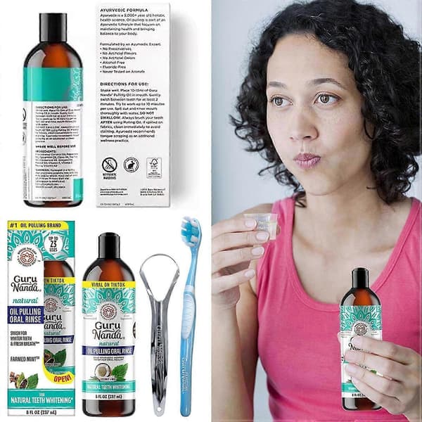 Oil Pulling Munskölj för Naturligt Långvarig Frisk Andedräkt Stöder Tandköttshälsa för Munvård A