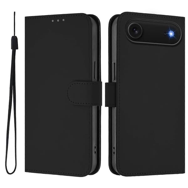 Kompatibel med iPhone 17 Air Case Solid Farge Lommebok Lær Telefondeksel Med Stropp