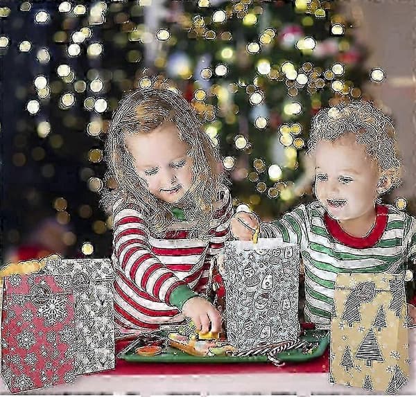 DIY Julepynt Gavepose Kraftpapir Adventskalenderpose for 24 dager