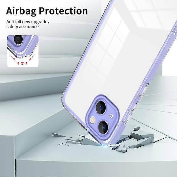 Til iPhone 13 3 i 1 Klar TPU Farve PC Ramme Telefoncover (lilla)