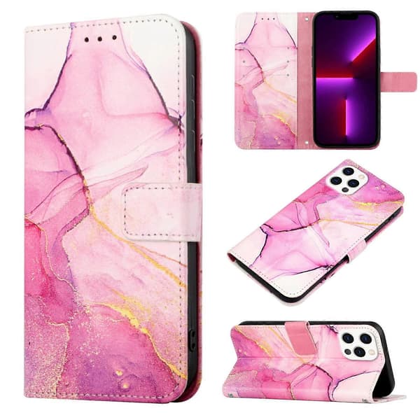 iPhone 13 Pro PT003 marmorikuvioinen läppänahkakotelo