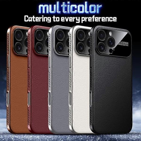 iPhone 17 Pro Max Mjukt Pansar Kylande Läder Hybrid PC Mobilskal