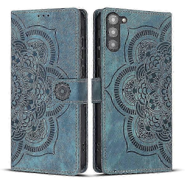 Frosted læder smartphone-etui til Mandala Emed Retro (blå, til Samsung Galaxy S23 5G)