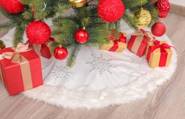 Juletre Hvit Jul Perle Snøfnugg Juletreteppe Juletredekorasjon Forkle Juletreteppe Julepynt