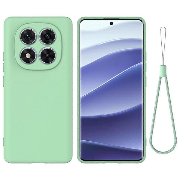 Solid Färgad Flytande Silikon Fallsäkert Fulltäckande Mobilskal (Grön, För Redmi Note 14 Pro 4G)