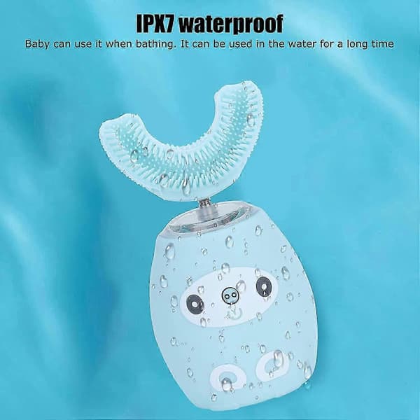Ultrasonic Electric Toothbrush, USB Rechargeable 360 U-shaped IPX7 Automatic (Blue 2-7 years)