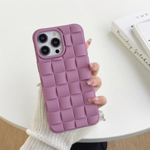 Vävd textur Skin Feel telefonfodral för iPhone 13 Pro Max Lila