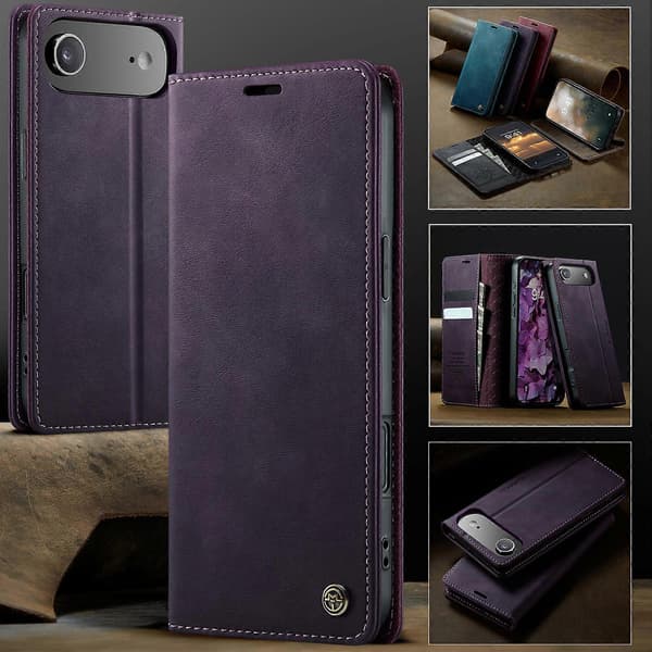 Compatible For iPhone 17 Air Case CASEME 033 Series RFID Wallet Stand Calf Texture Leather Phone Case