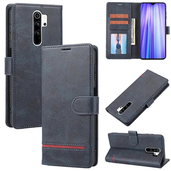Plånboksfodral i läder för Xiaomi Redmi 9 Classic (Blå)