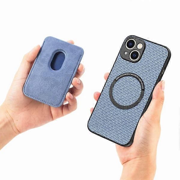 Til iPhone 15 Karbonfiber Skinnkort Magsafe Telefondeksel
